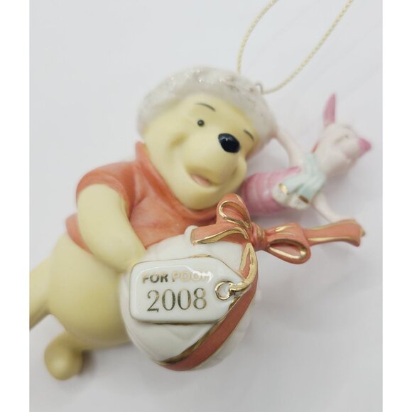 Lenox 2008 Pooh's Perfect Present Annual Winnie The Pooh & Piglet Ornament W/Box - Picture 8 of 12